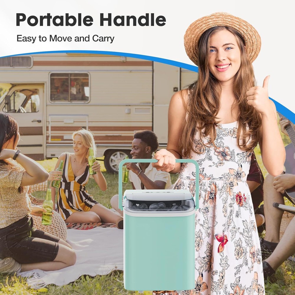 Portable Ice Makers Countertop w/ Self-cleaning Function Ready 9 Cubes in 6 Mins