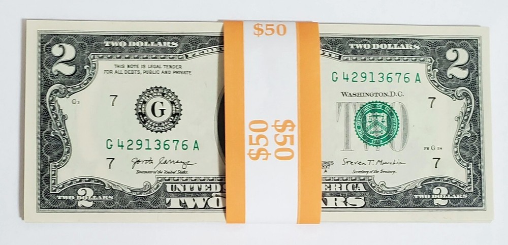 ** 25 Pack Two Dollar Bills ** NEW UNCIRCULATED SEQUENTIAL 2017A