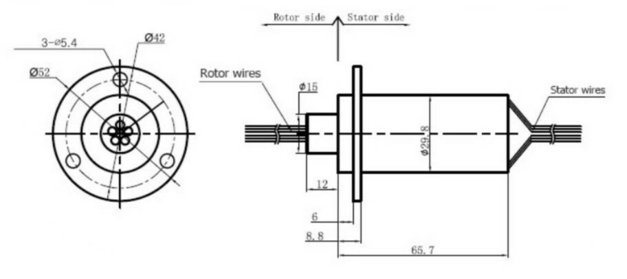 WIND GENERATOR SLIP RING 6 WIRE 180 AMP - 30 AMP PER CONDUCTOR / WIRE