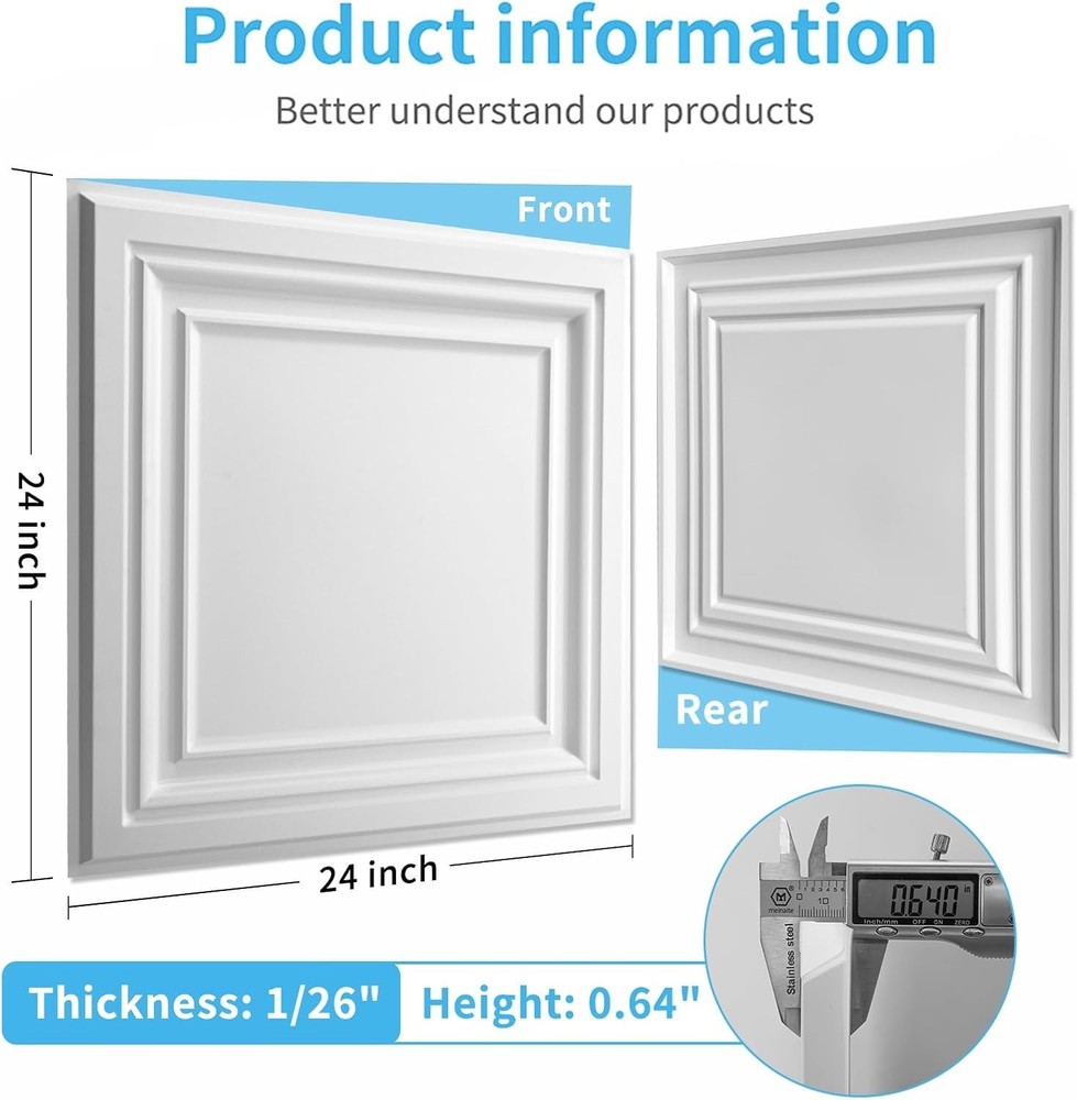 Eco-Friendly White PVC Ceiling Panels 12-Pack