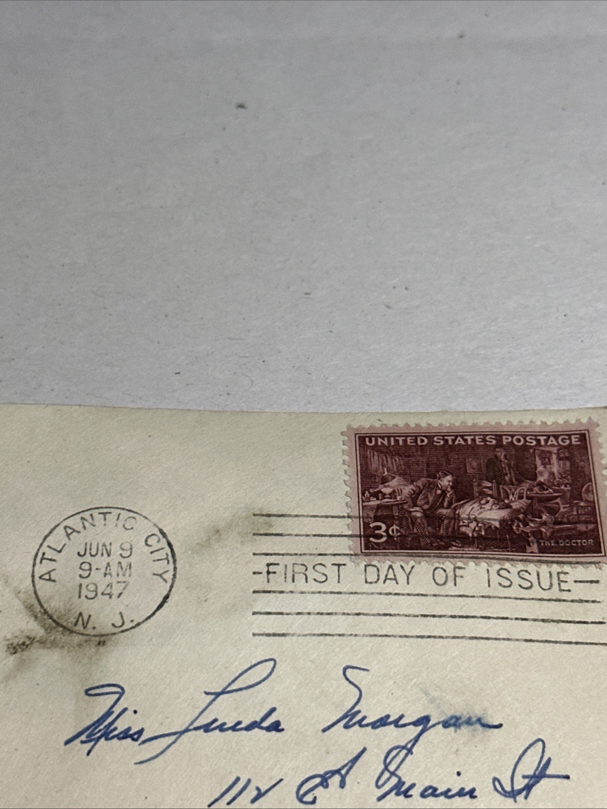 1947 First Day of Use The Doctor Stamp Cover Letter Envelope