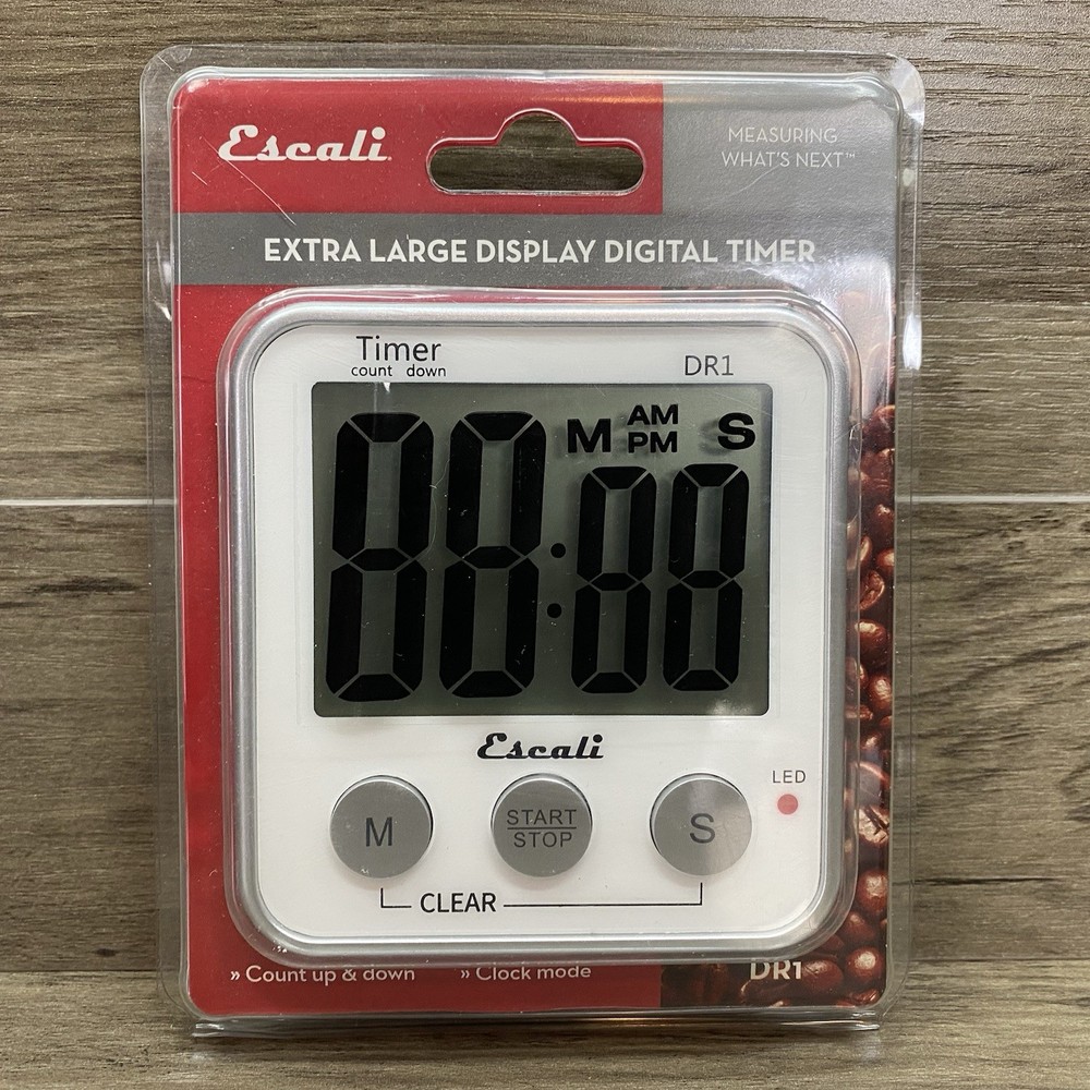 NEW Escali Extra Large Display Digital Timer DR1 - Count Up & Down - Clock Mode