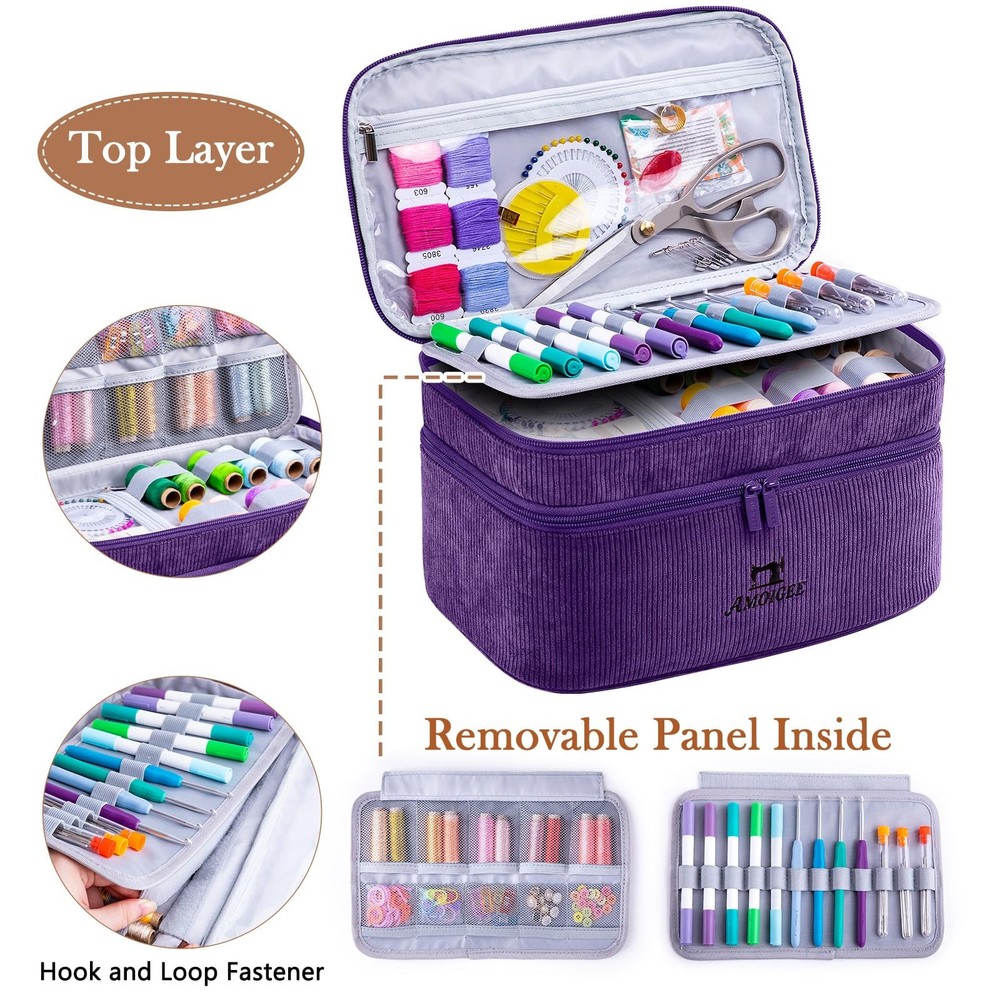 Double Layer Sewing Accessories Organizer Storage Bag Travel Tote Thread Tool
