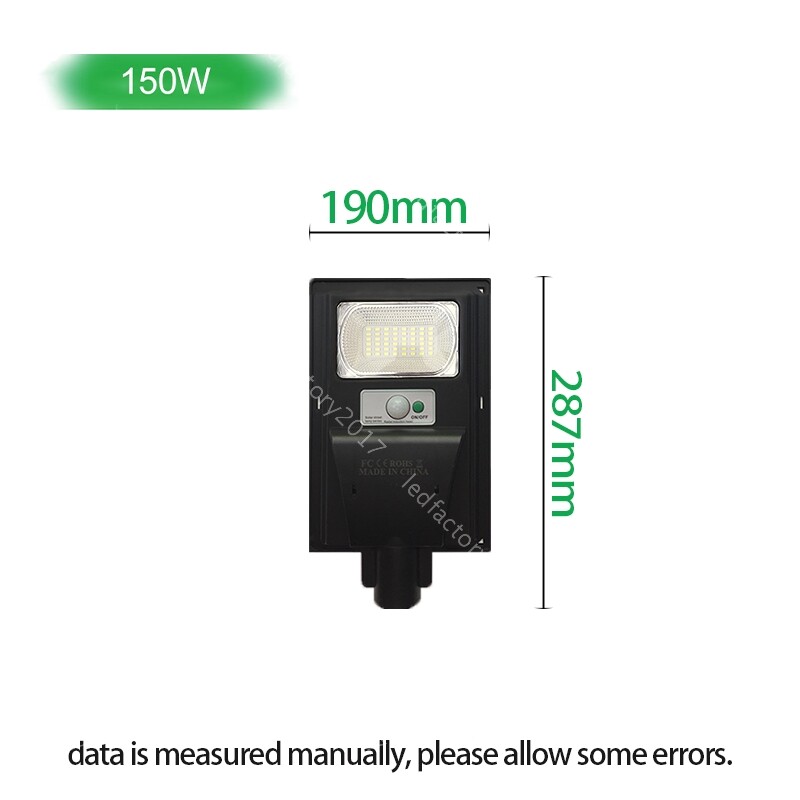 DIM Solar LED Street Light Sensor Dusk Timer Remote Control Cool White Yard 150W