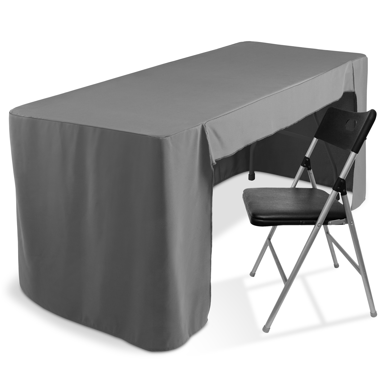 6' Fitted Tablecloth Cover with Open Back for Trade Show/Banquet/DJ Table