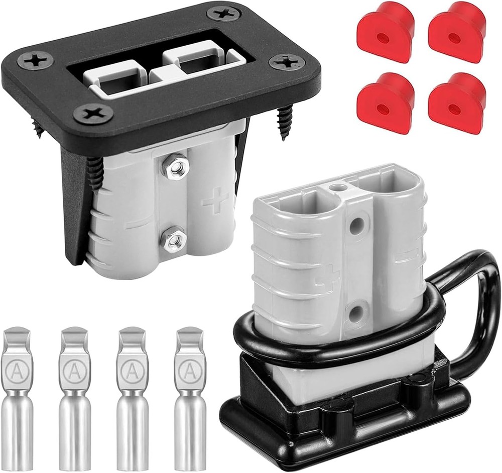 2Pcs 50Amp Quick Connect/Disconnect Gray 50A with Plug Mounting Panel (2Pcs)