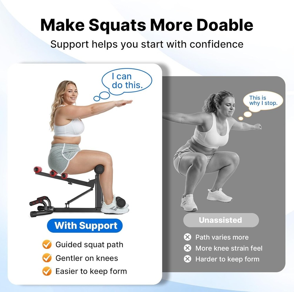 Deep Squat Machine Adjustable Glutes Trainer Machine Core & Leg Exercise Home