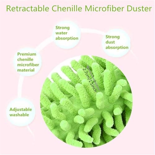 Microfiber Mini Duster Cleaning Brush Dust Cleaner Hand Duster Extendable Green
