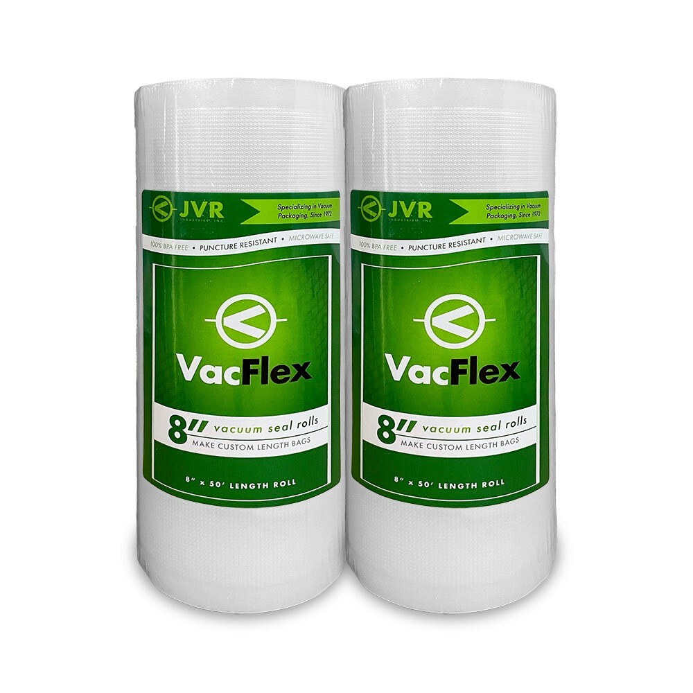 VacFlex - 8" x 50' - Premium Vacuum Sealer Rolls (2 PACK)