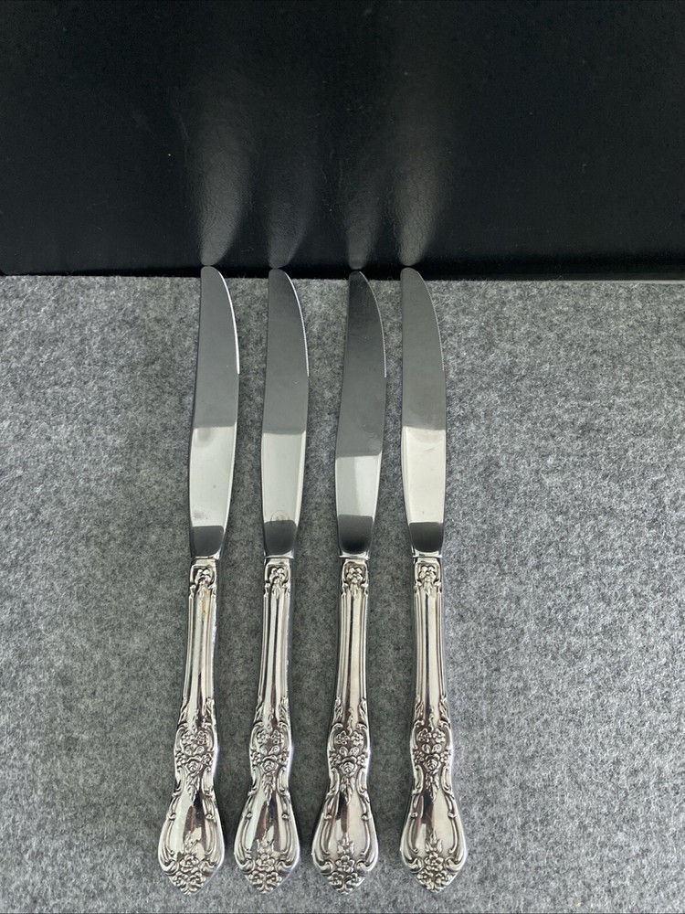 4 Oneida Distinction KENNETT SQUARE Stainless HH Dinner Knives Flatware
