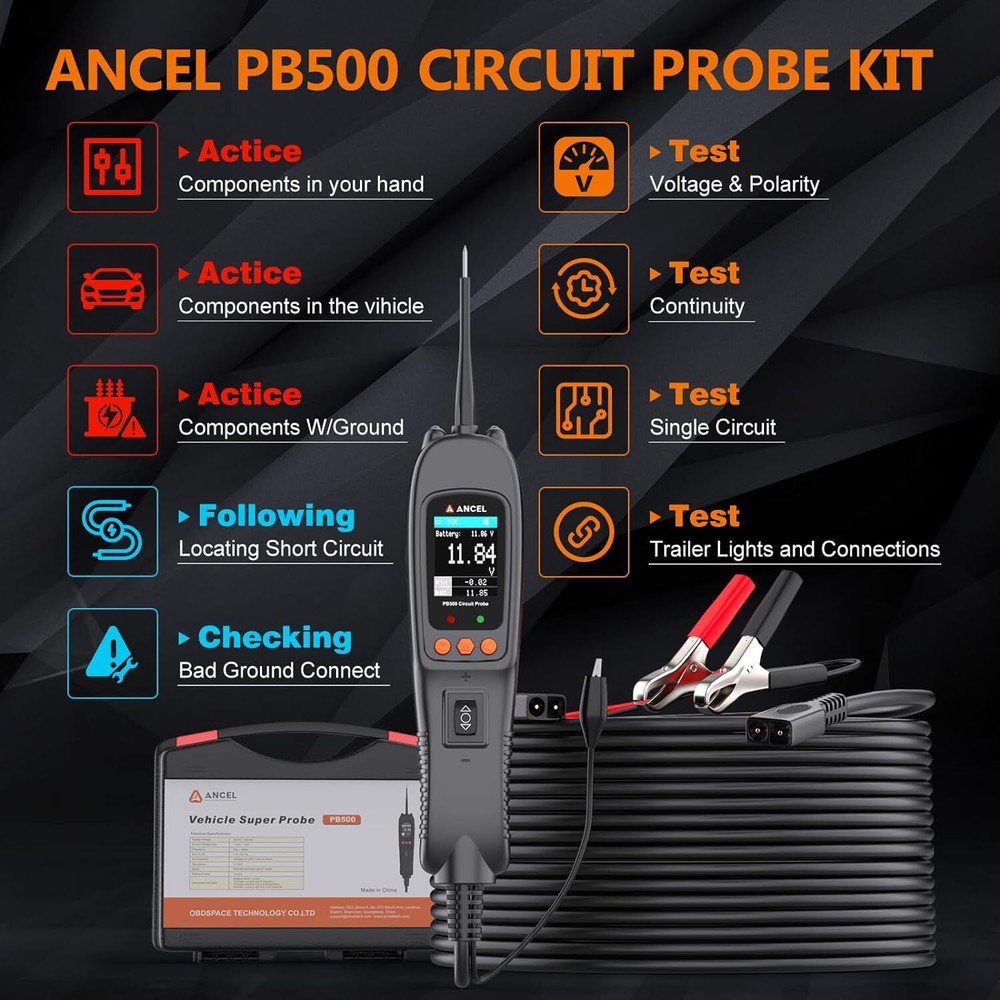 ANCEL 12-24V Car Power Circuit Tester Probe Electrical System Diode Test Tool