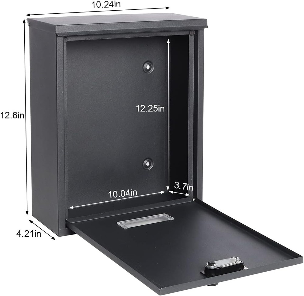 Locking Mailbox Wall Mount Combination Lock Drop Box Large Large, 07 Black