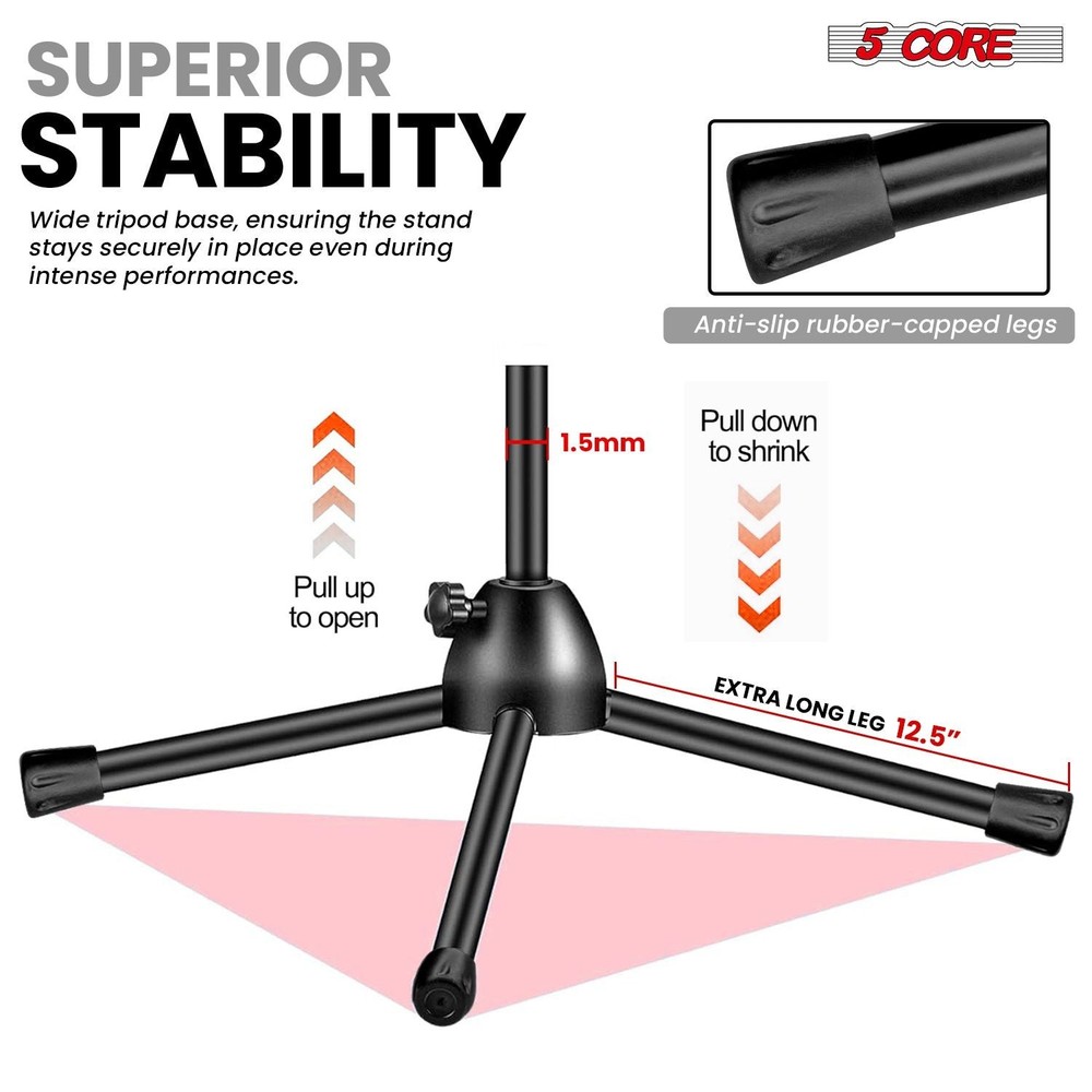 Microphone Stand Floor Height Adjustable w Extending Telescoping Boom Arm