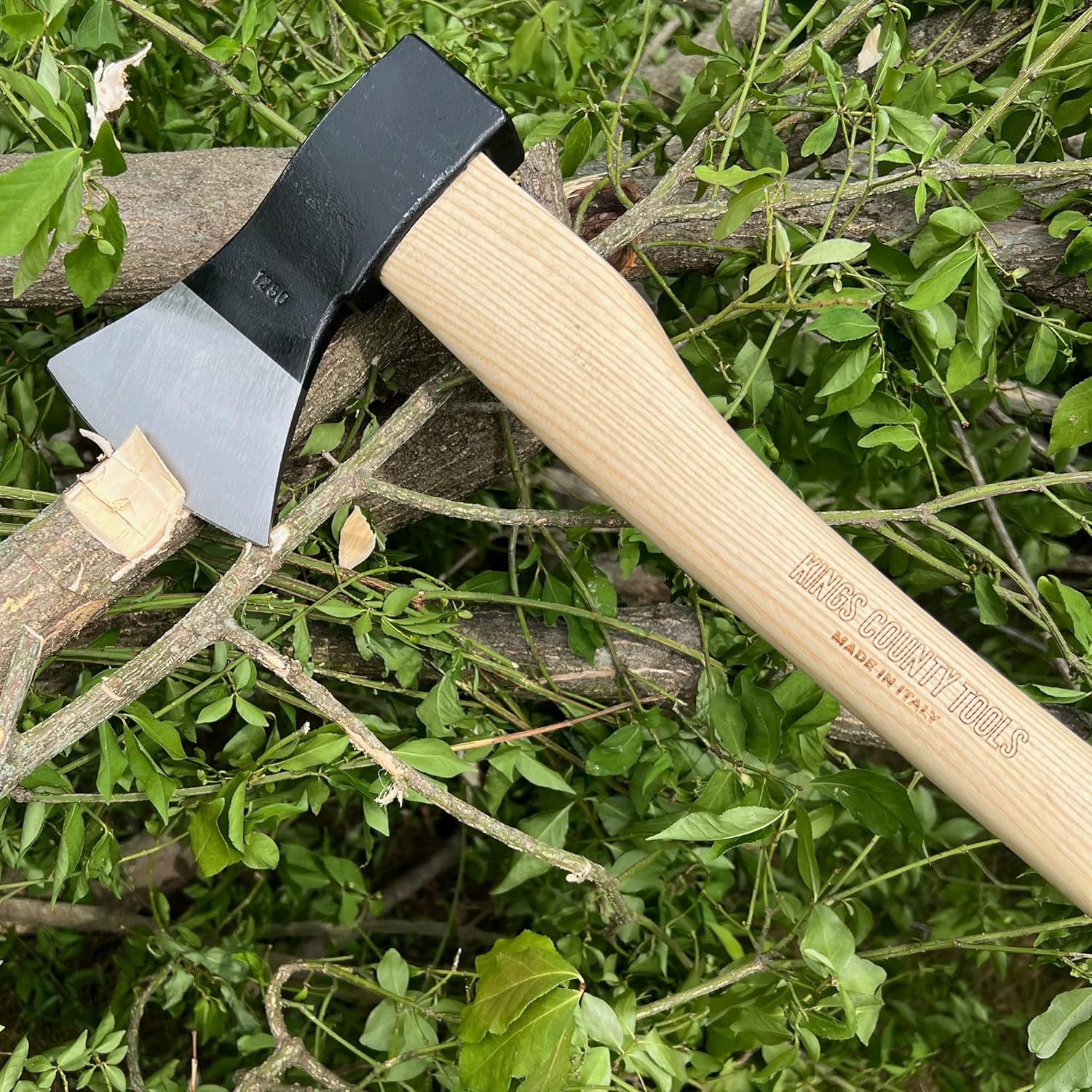 German-Style Italian Tree Felling Axe 31" Long Gently Curved Ash Wooden Handle