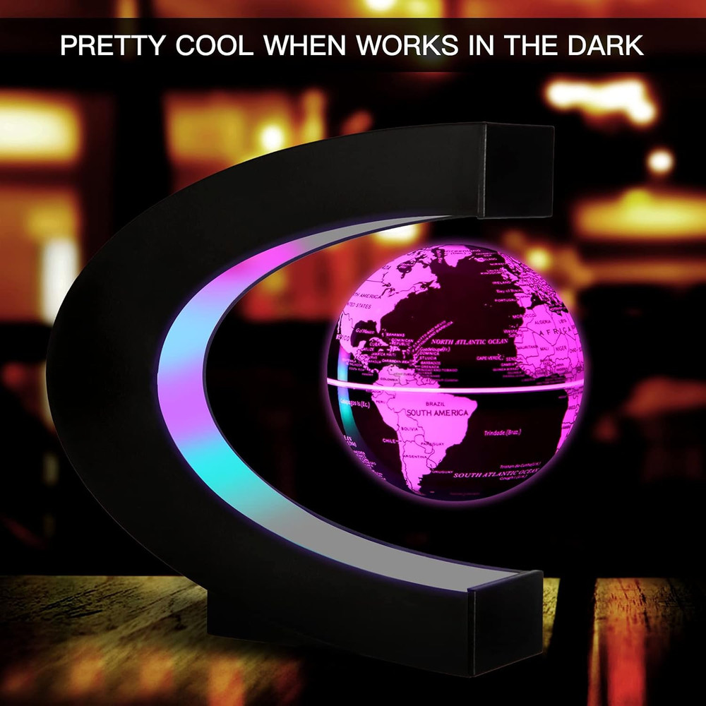 Multicolor Changing Magnetic Levitation Floating World Map Globe, Floating Globe