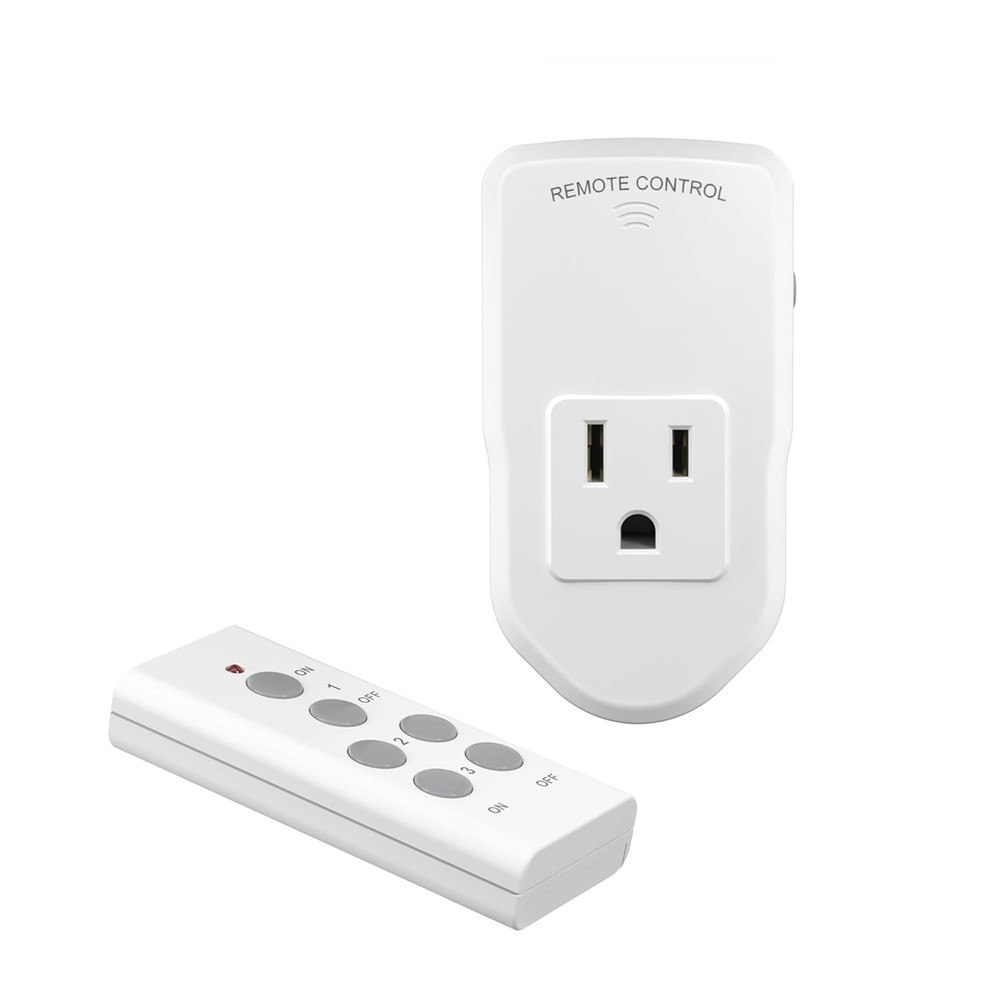 Wireless Remote Power Plug Outlet 100ft Control Switch White