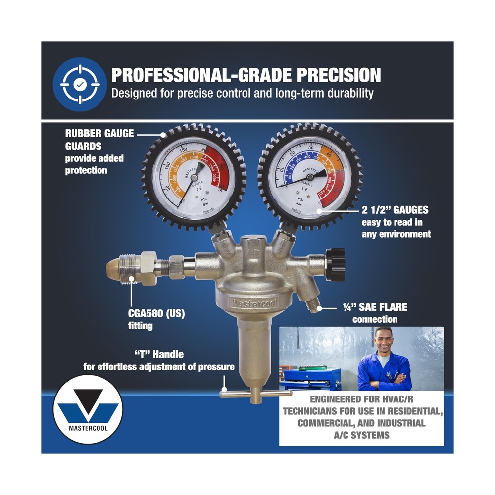 Mastercool 53010 HVAC Pressure Testing Kit | Includes Nitrogen Pressure Regul...
