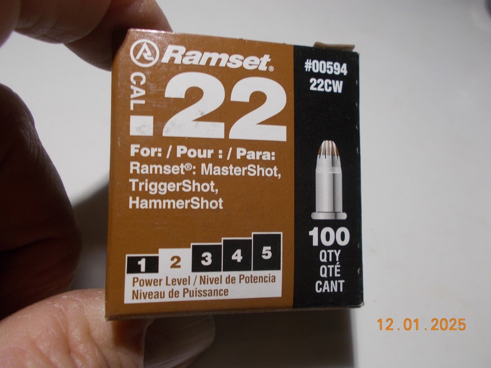 100 Count Ramset .22 Cal. Power Level 2 Charges