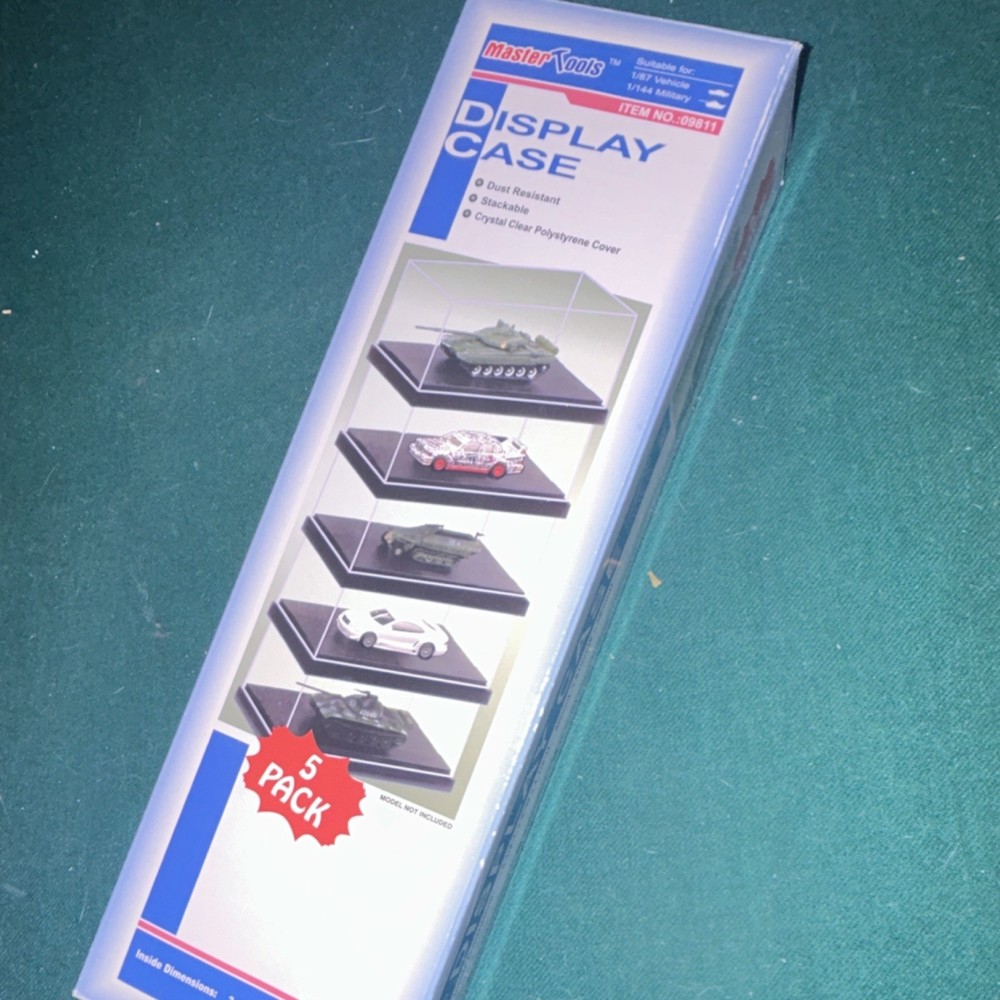 Master Tools Display Case 5 Pack for 1:64 & 1:144 Vehicles, Clear, Stackable