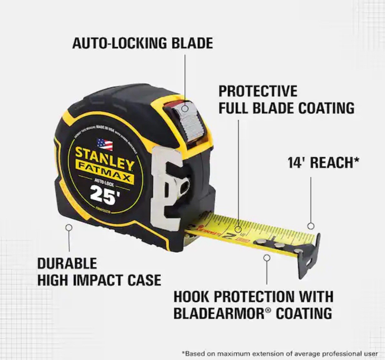 Stanley FATMAX 25 Ft. x 1-1/4 In. Auto-Lock Tape Measure, Model # FMHT33338L