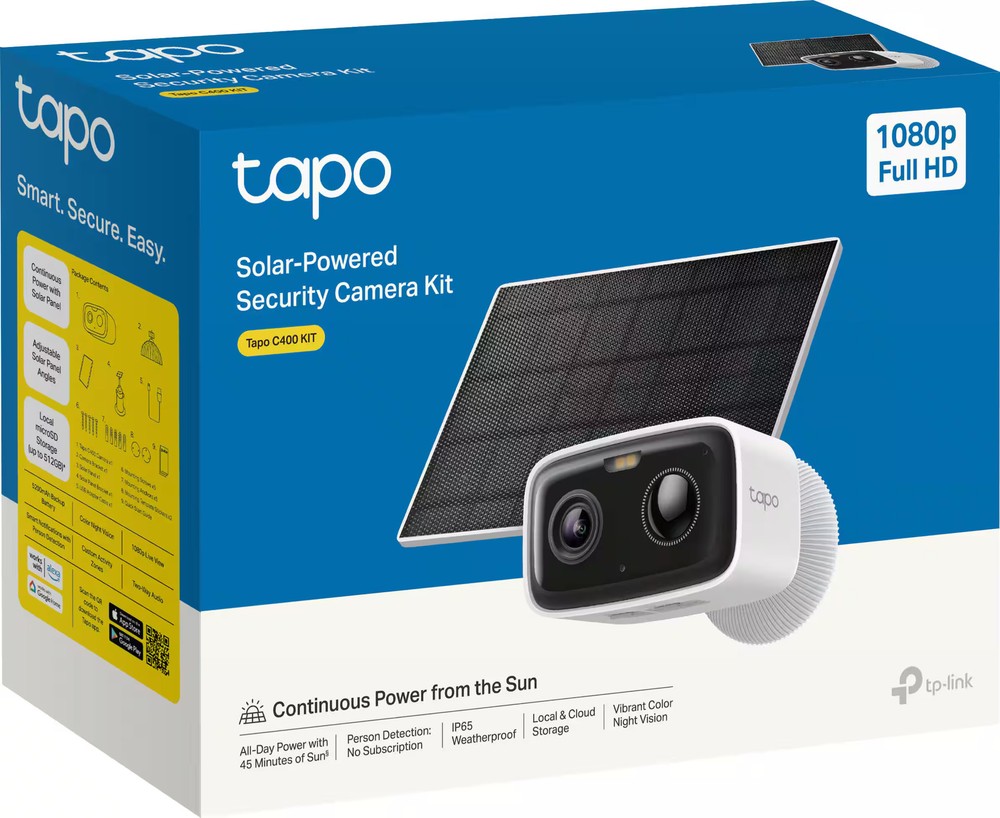TP-Link - Tapo Solar-Powered Wireless Security Camera Kit with Live View, Wor...