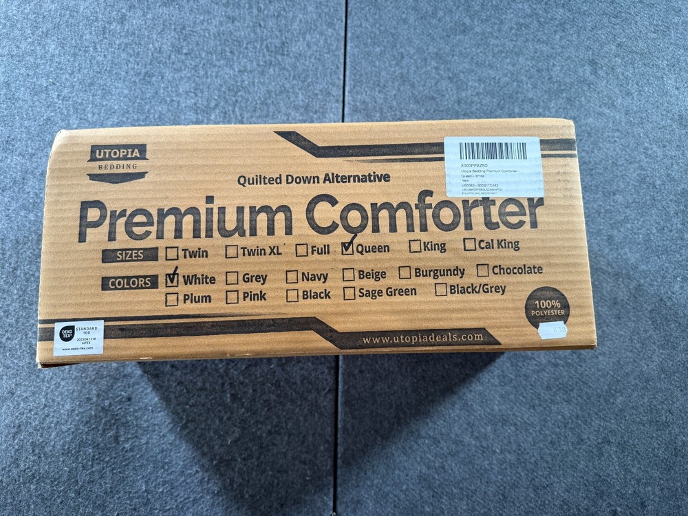 Utopia Bedding Premium Comforter Queen White Down Alternative Quilted Polyester