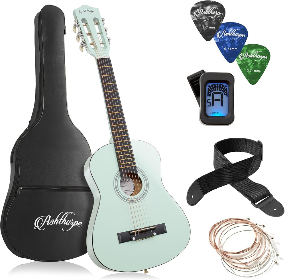 30-Inch Beginner Acoustic Guitar Package (Mint Green), Basic Starter Kit W/Gig B