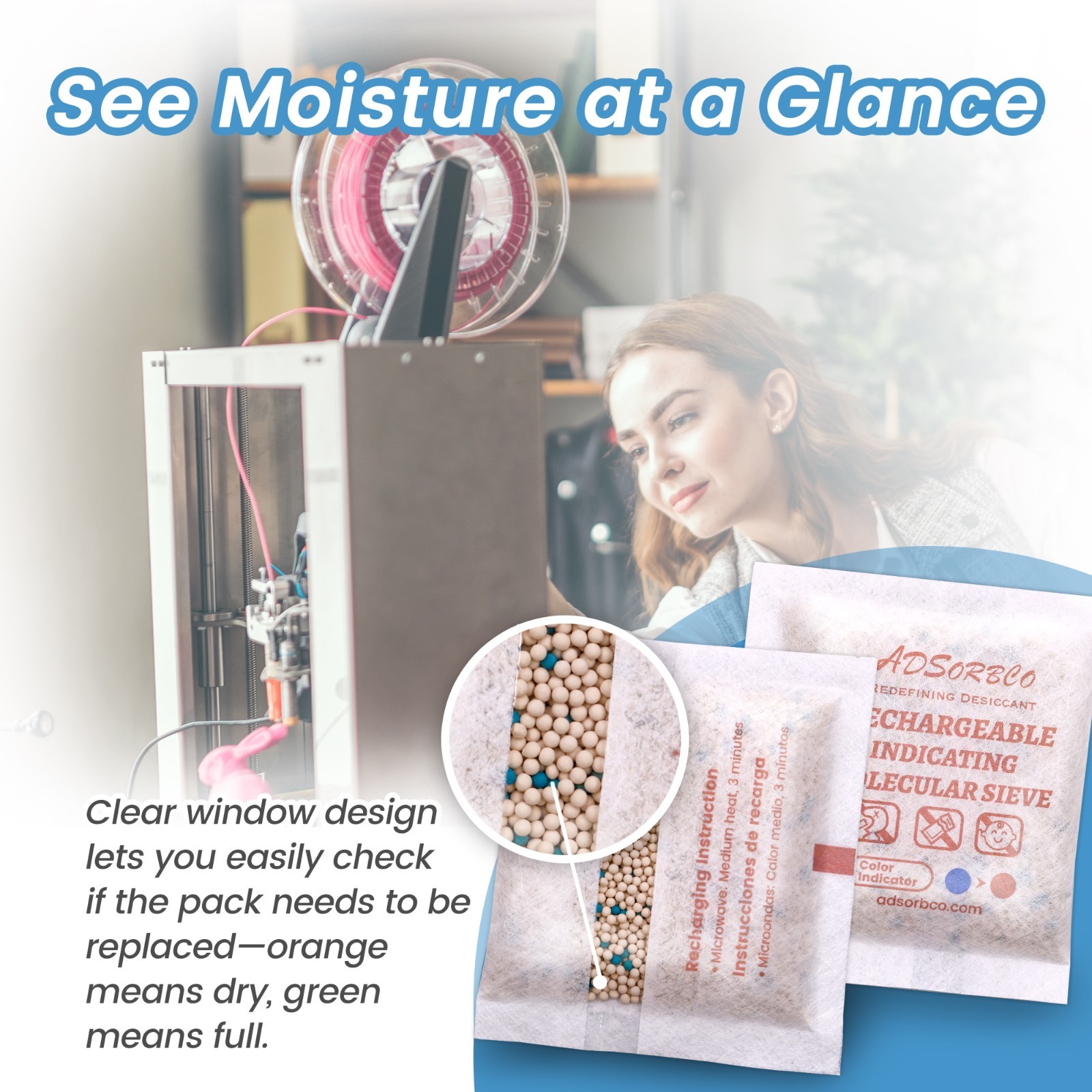 [5 Gram 50 Packages] Adsorbco Rechargeable Molecular Sieve Desiccant Packs