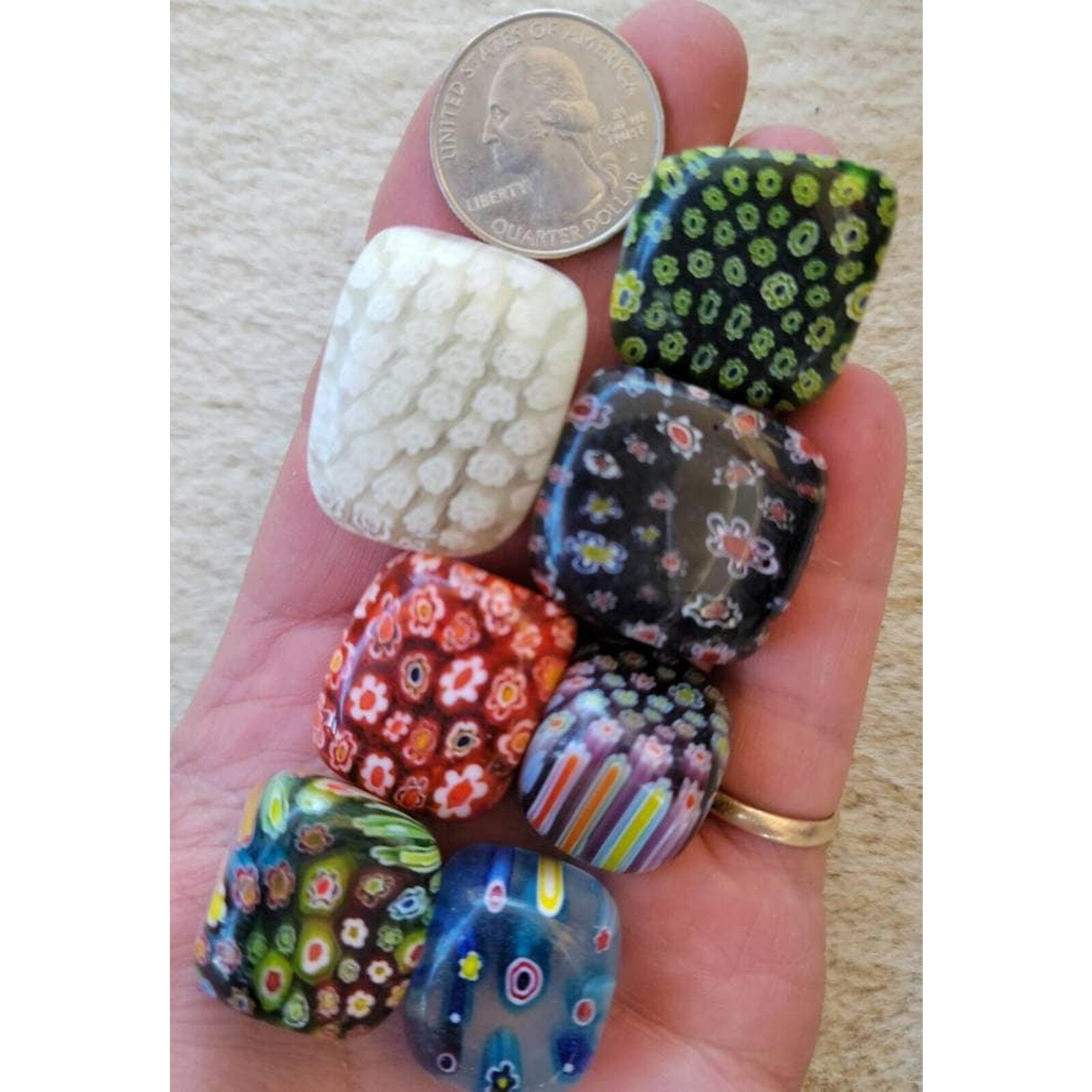 Millefiori Millifiori TUMBLE Glass Flowers Mosiac Cabochon Mosiac 1 POUND