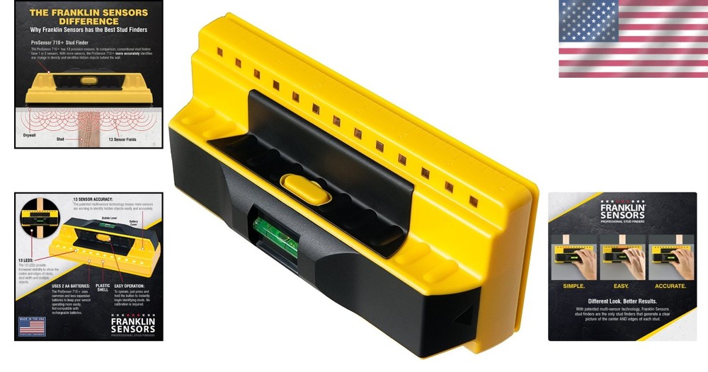 ProSensor 710+ Stud Finder: Precision 13-Sensor Wall Scanner with Bubble Level