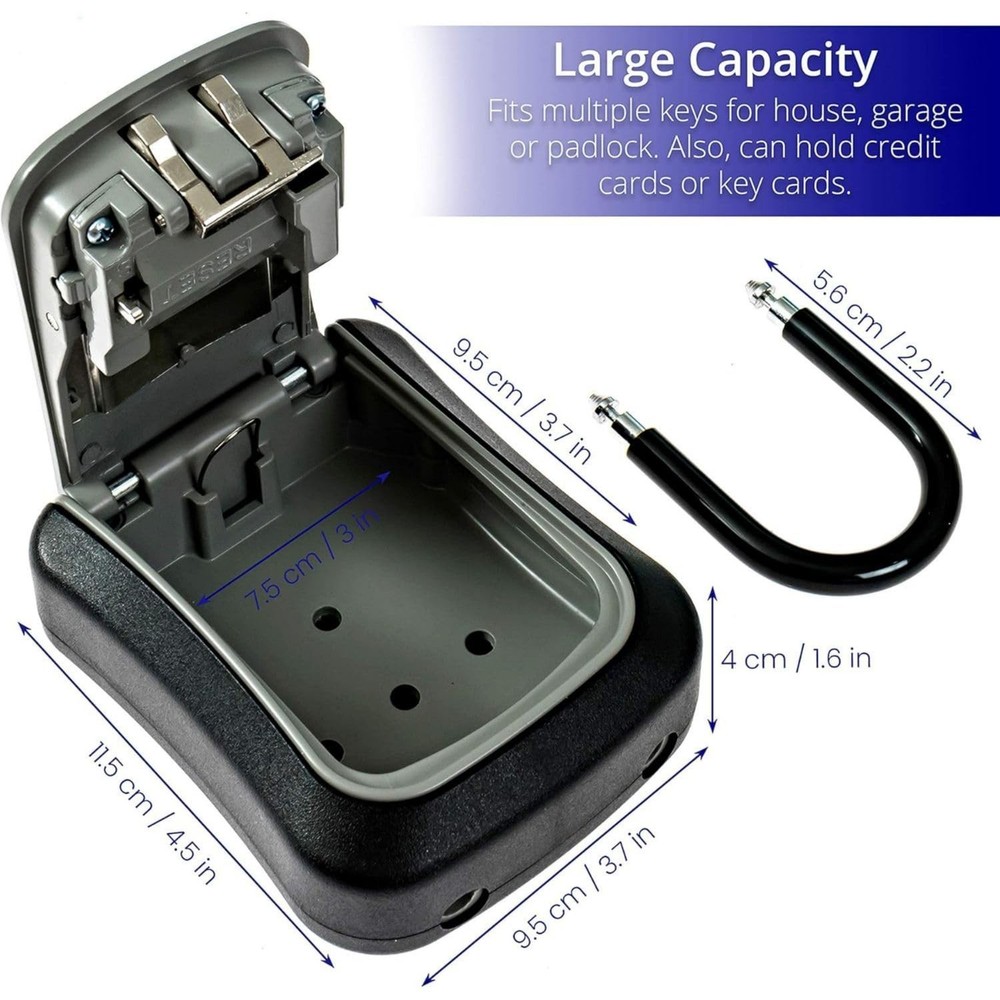 Box for Keys with Code, Portable Shackle Key Safe, 4-Digit Combination, Weath...