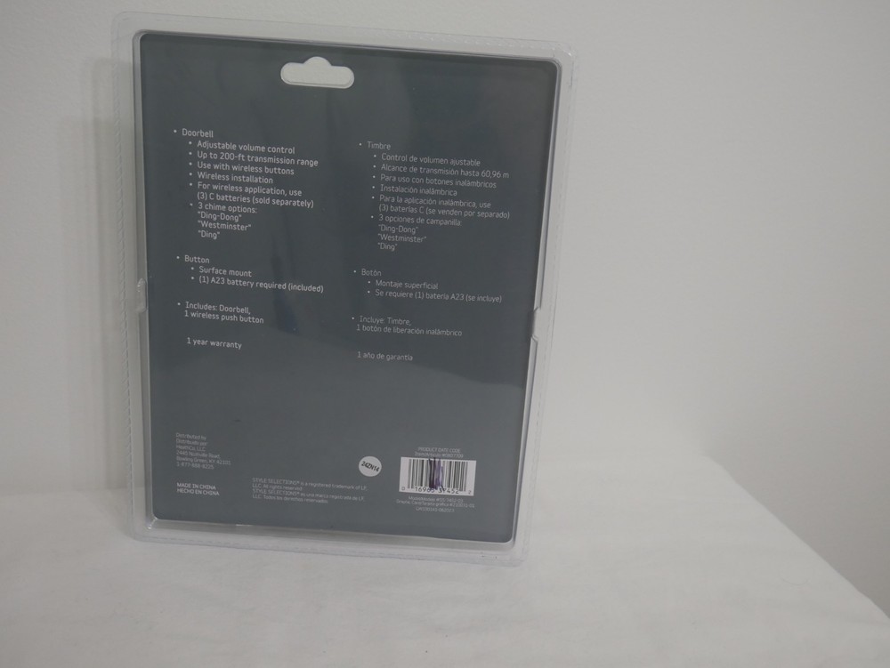 Wireless Doorbell and Button Model SS-7452-03 (1B1)