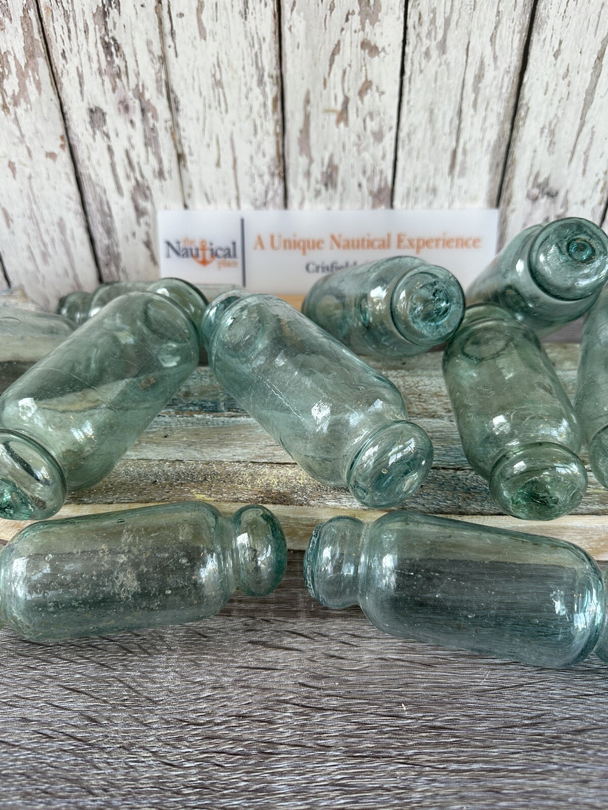 Japanese Rolling Pin Glass Float - Authentic Vintage Japan Fish Net Buoy - Aqua