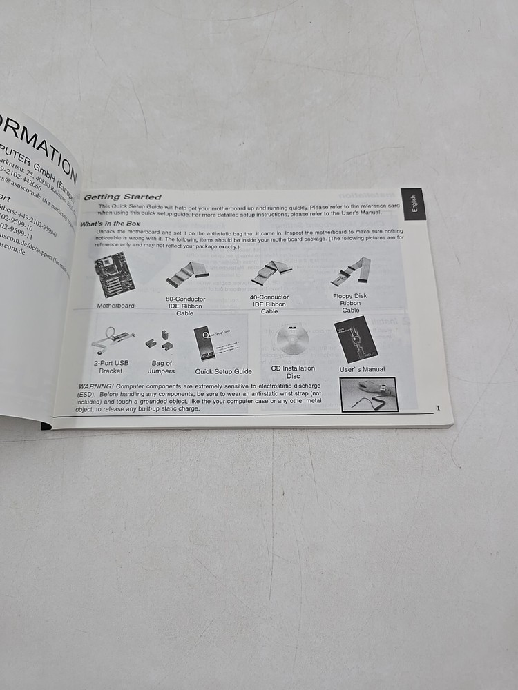 ASUS A7V333 Socket A Motherboard User Manual E1010 Q818B Quick Setup Guide Used