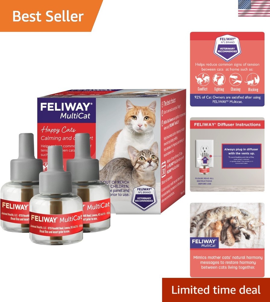 MultiCat Calming Pheromone, 30 Day Refill - 3 Pack