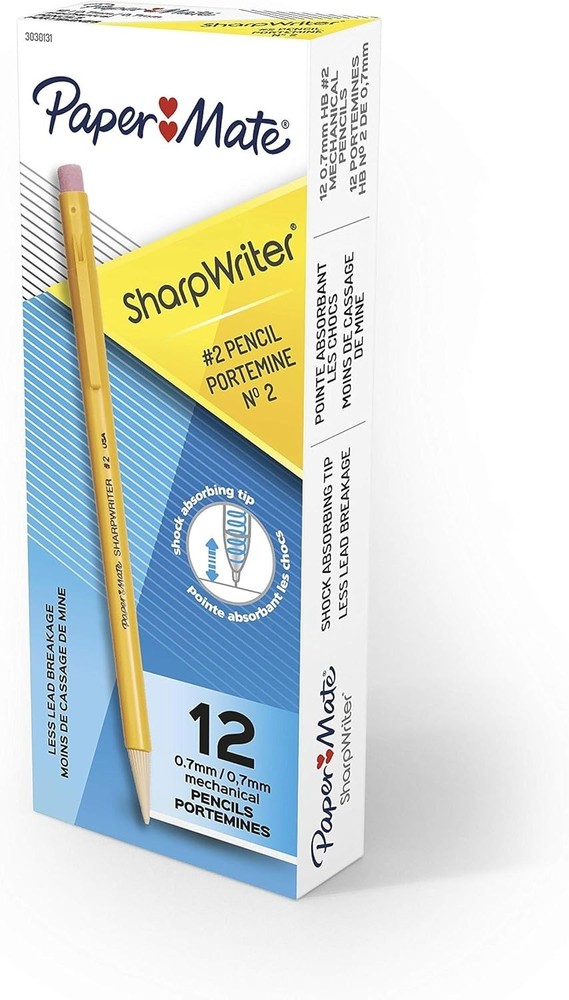 SharpWriter Mechanical Pencils, 0.7mm, HB Yellow, 12 Count