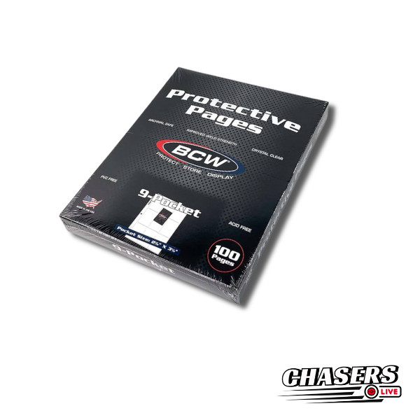 100 Sheets BCW 9 Pocket Protective Pages for ring binder