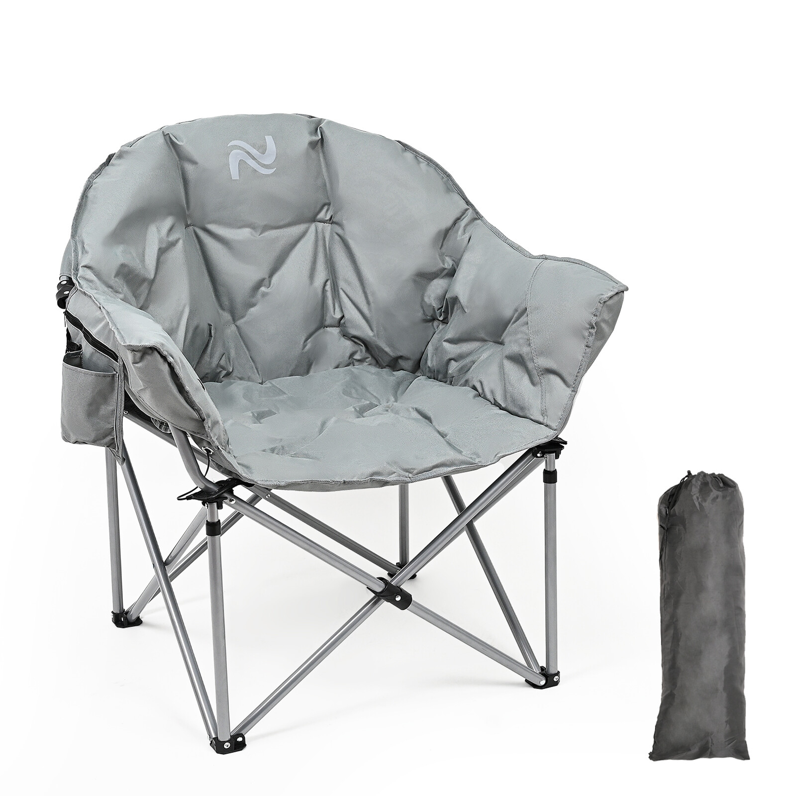 Oversized Heavy-Duty Club Folding Camping Chair w/ Pocket Moon, Round, Saucer