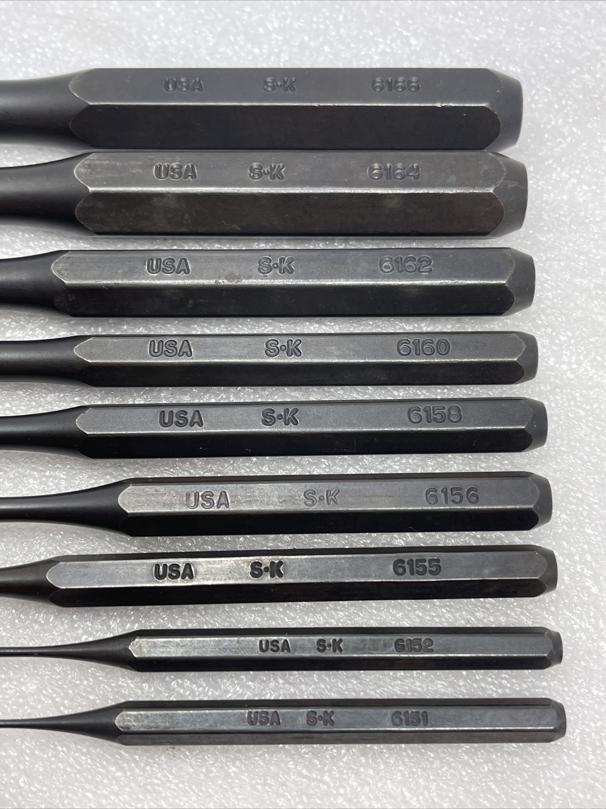 SK Hand Tools 9 Piece Roll Pin Punch Set, 1/16” - 1/2”, USA Made, New