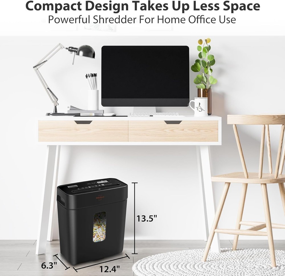 Fast 8-Sheet Shredder with Automatic Start-Stop, Jam Proof & Easy Empty Design