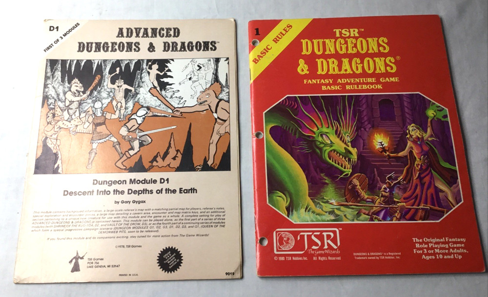 Vintage TSR Dungeons & Dragons Basic Rulebook + AD&D D1 Descent Module