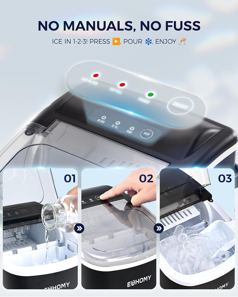 Nugget Ice Makers Countertop, Pebble Ice Maker Machine with 26lbs/24H