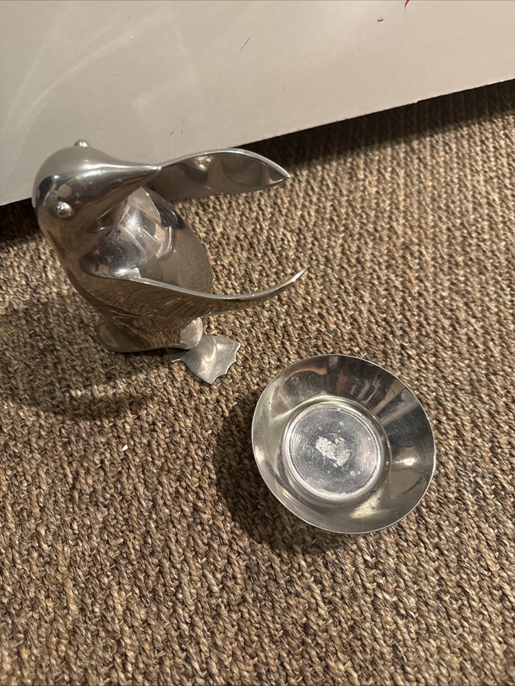 Restoration Hardware Silver Plate Penguin Butler Candy Dish Keys Nuts