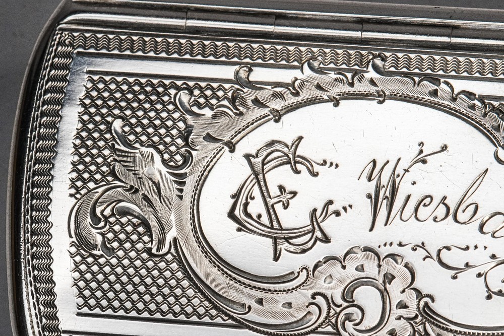 Intricate Engine Turned Pattern Antique Victorian 800 Silver Snuff Box