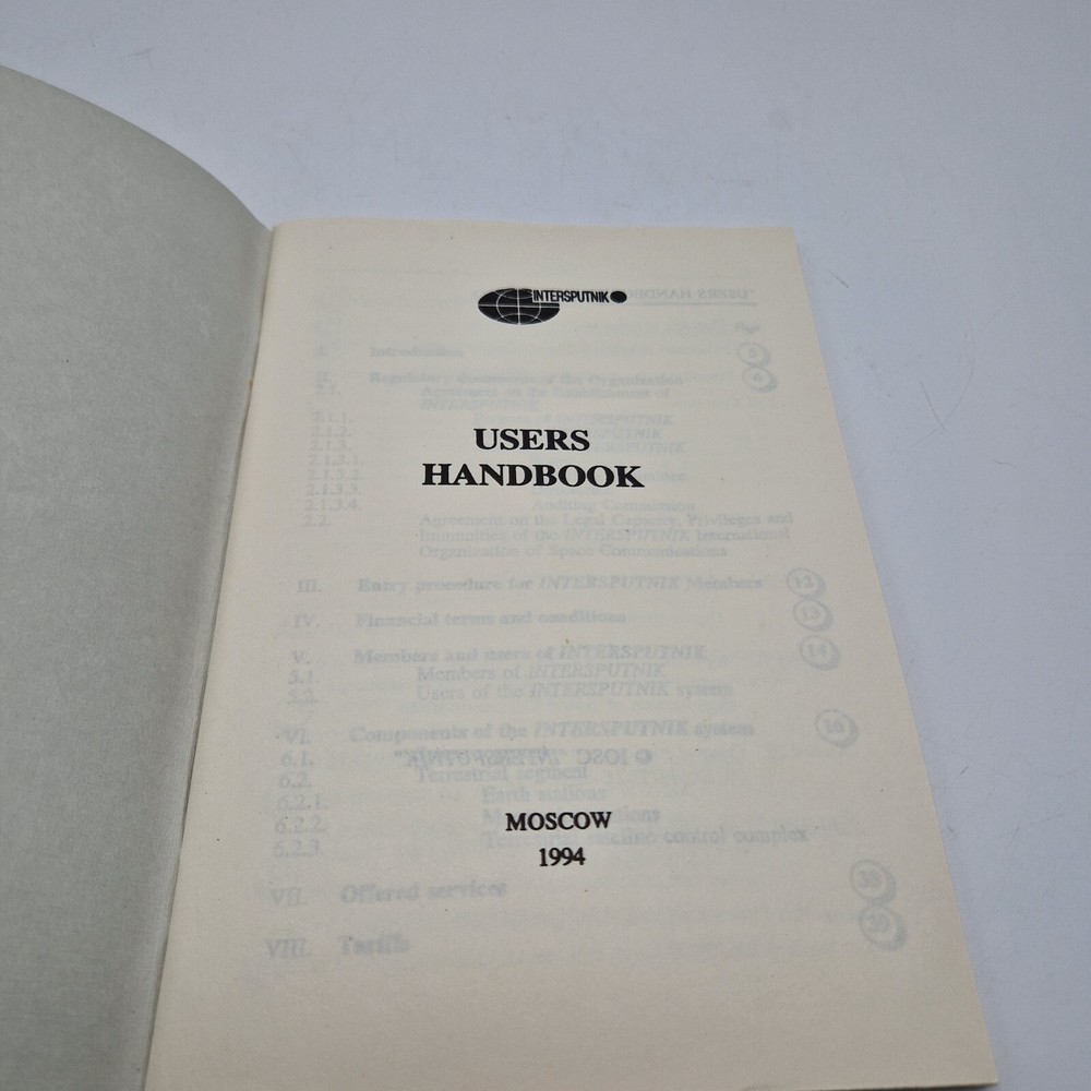 Rare INTERSPUTNIK Space Communication USERS HANDBOOK 1994