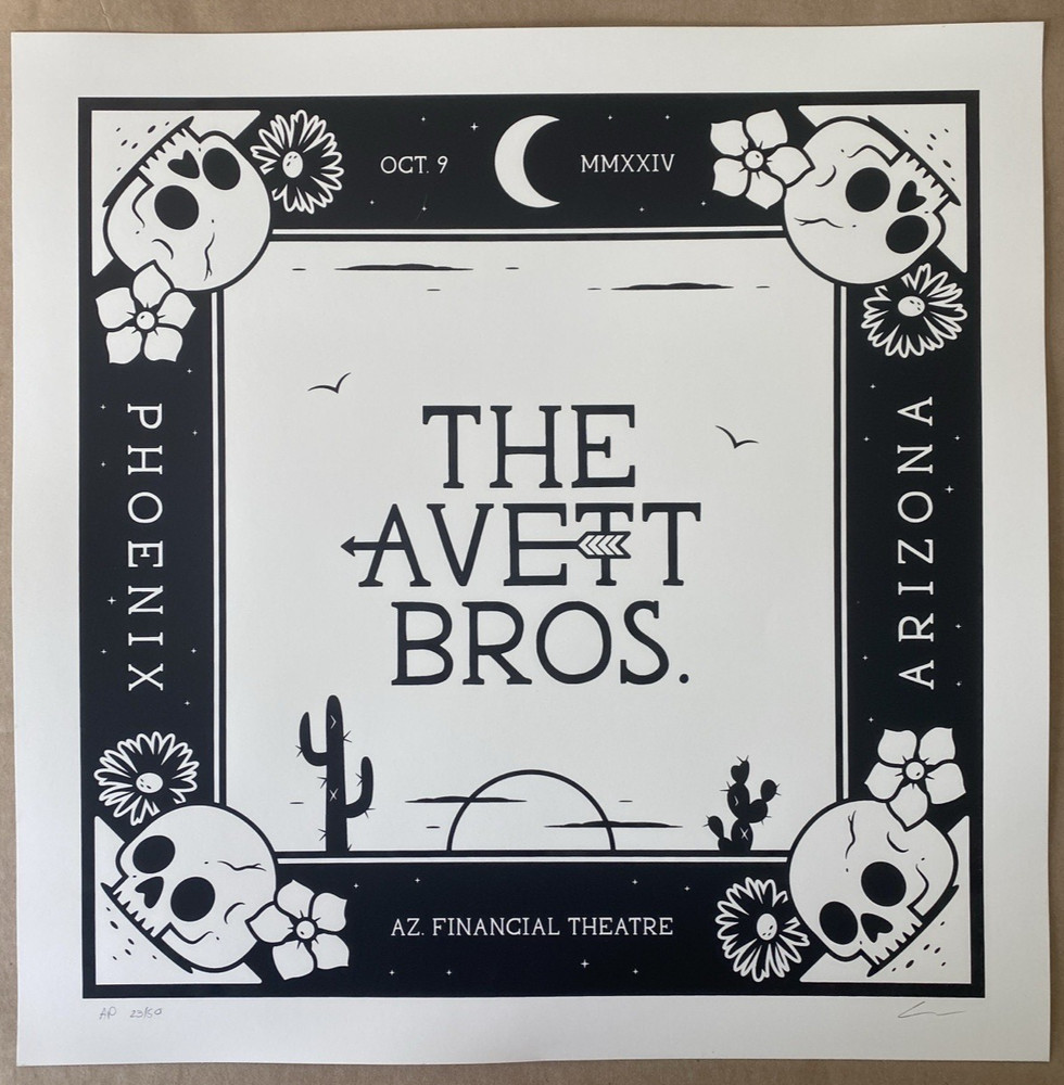 The Avett Brothers Phoenix AZ OCT 9th 2024 AP Poster ScreenPrint Signed S/N #/50