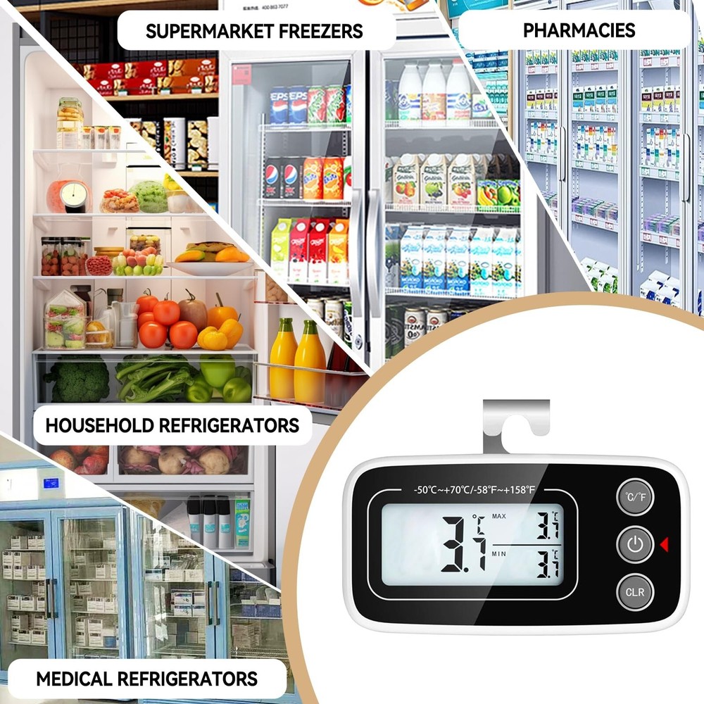 2Pack Digital Refrigerator Thermometer Fridge Thermometer Freezer Thermometer 2