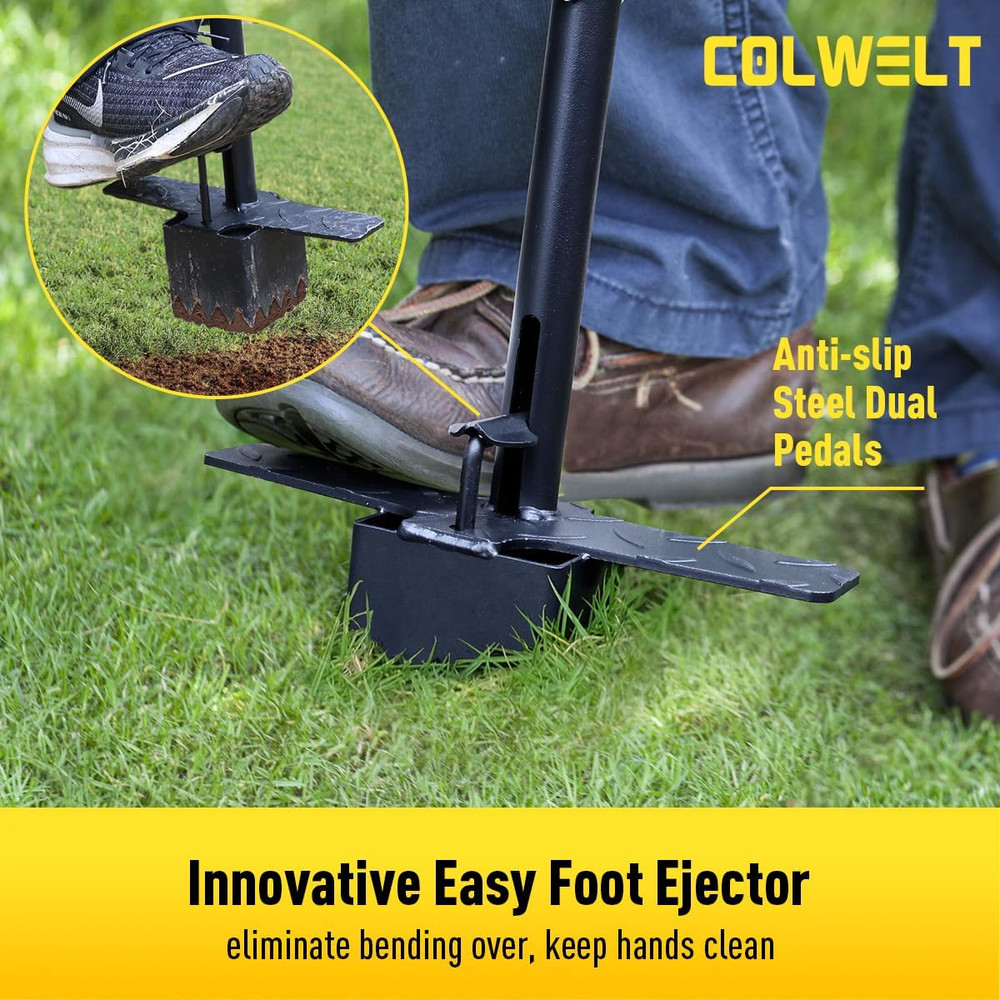 Sod Plugger Tool 36-INCH, Grass Plug Tool 3 x 3 Square with Serrated Base, Long