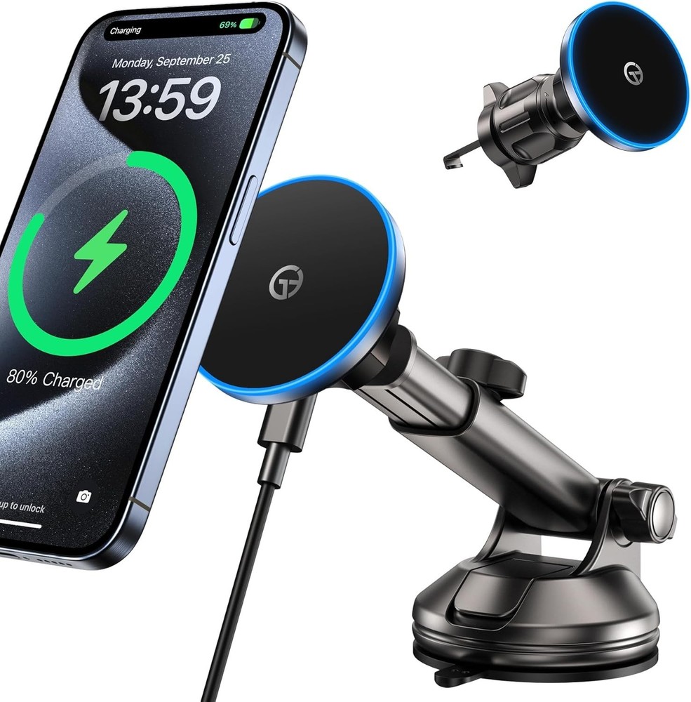 for MagSafe Car Mount Charger Dash/Windshield/Vent Wireless Black