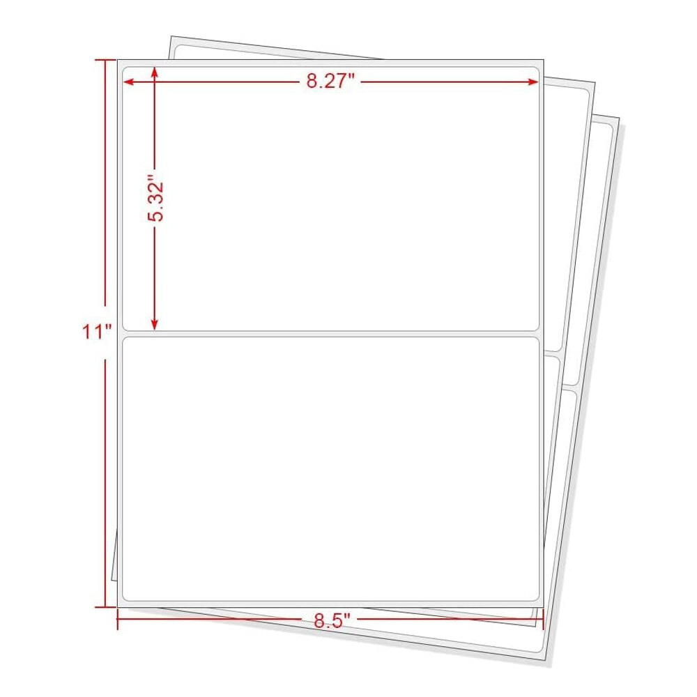 8.5" x 5.5" Rounded Corner Half Sheet Shipping Labels for Laser & Inkjet Printer